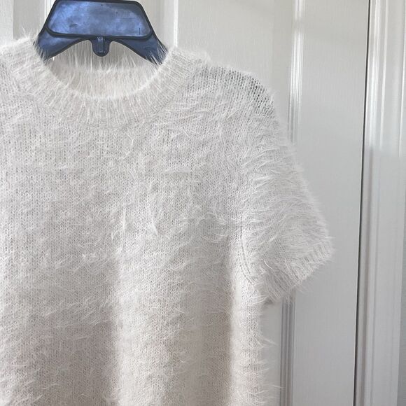 Free People Short Sleeve Sweater Top Off-White Women's Size Large - Picture 4 of 12
